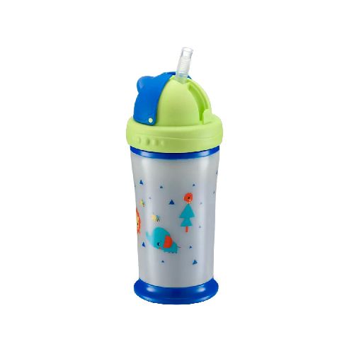 Vaso Infantil FISHER PRICE Playful Glow in The Dark, Brilla en la Oscuridad, de 240ml y Válvula Antifugas - Azul Star