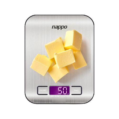 Balanza de Cocina NAPPO Digital Acero Inox Capacidad 5Kg Pantalla LCD con Función Tara