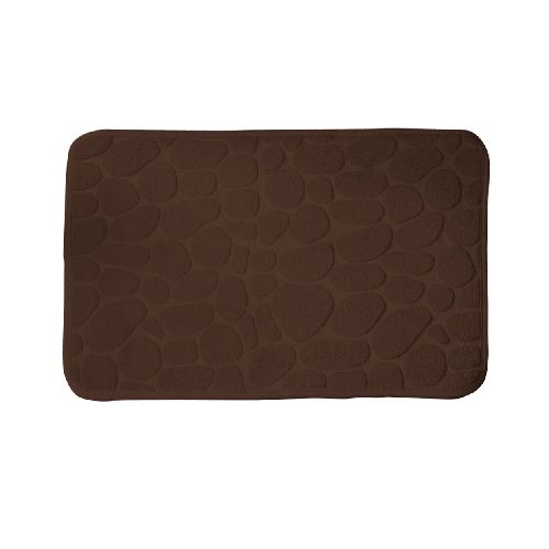 Alfombra de Baño Rectangular Suave con Diseño de Piedras y Base Antideslizante 60x40cm - Marrón