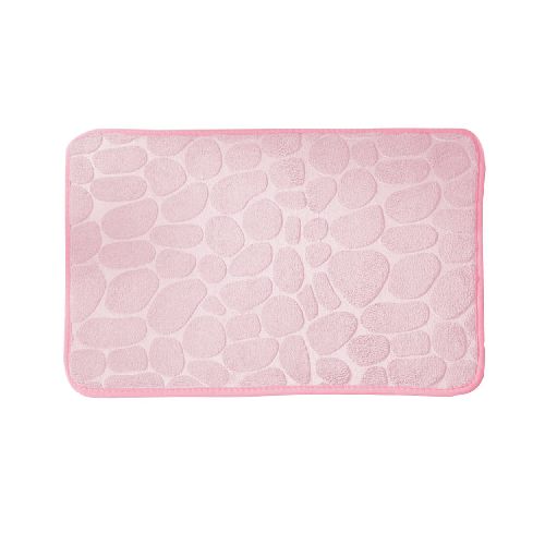 Alfombra de Baño Rectangular Suave con Diseño de Piedras y Base Antideslizante 60x40cm - Rosa