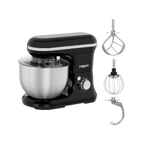 Batidora Planetaria NAPPO 1000w con Bowl de Acero Inoxidable de 5L y 6 Velocidades + Pulso - Negro