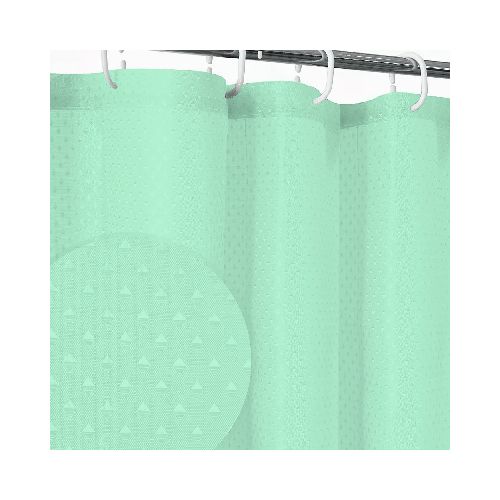 Cortina de Baño Impermeable Simil Tela 180x180cm con 12 Ganchos y Ojales de Plástico - Verde