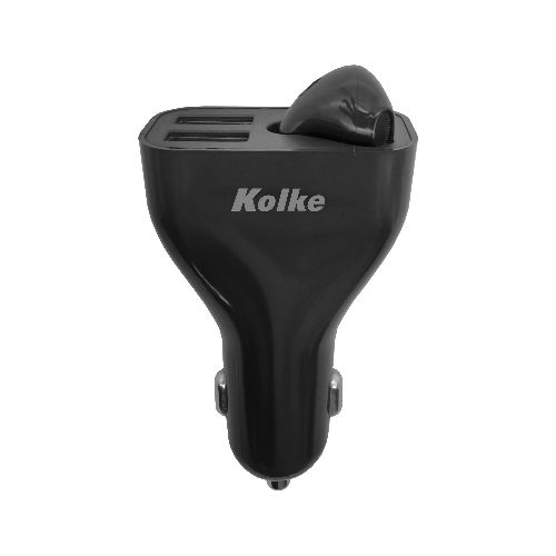 Cargador para Auto KOLKE 2 en 1 Doble USB + Auricular Inalámbrico Bluetooth - Negro