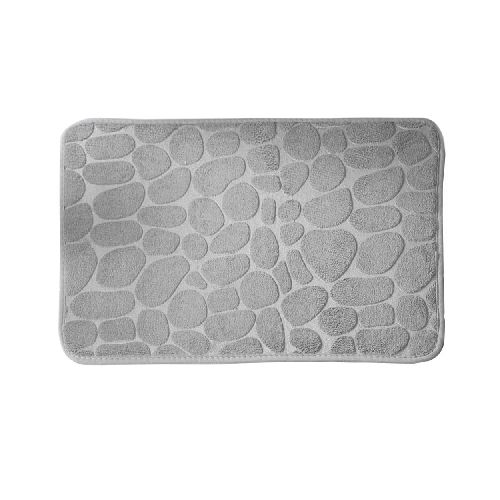 Alfombra de Baño Rectangular Suave con Diseño de Piedras y Base Antideslizante 60x40cm - Gris