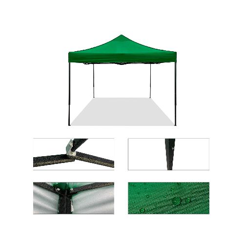 Gazebo SWISS ARMOR 3x3M Autoarmable Estructura en Acero Syncaro Filtro UV 50 - Verde