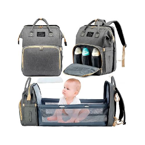 Mochila Maternal con Cuna, Cambiador y Multi Compartimientos - Gris