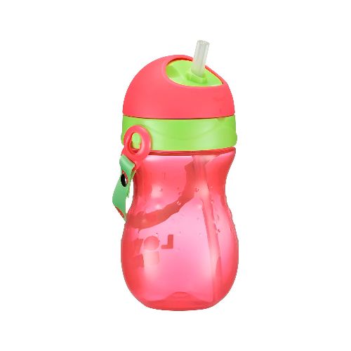 Vaso Infantil con Sorbito FISHER PRICE Playful de 360ml con Cubierta Protectora y Correa - Rosa