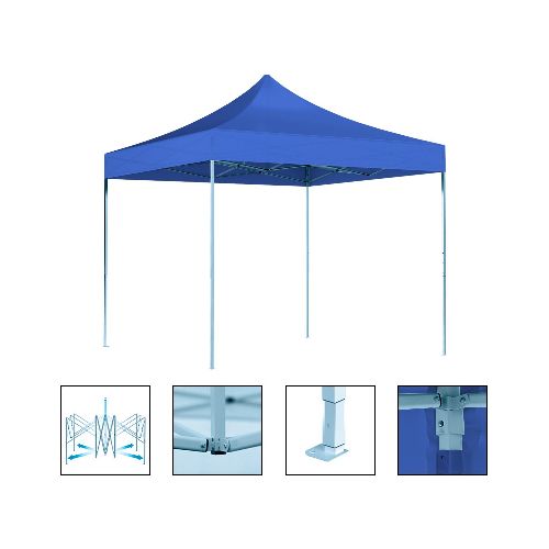 Gazebo Plegable de 3x3m Autoarmable Impermeable Filtro UV Estructura en Acero - Azul