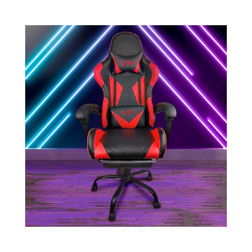 Silla Gamer EMPOLi Odin Reclinable, con Apoyapiés Retráctil y Almohadillas Cervical y Lumbar - Rojo