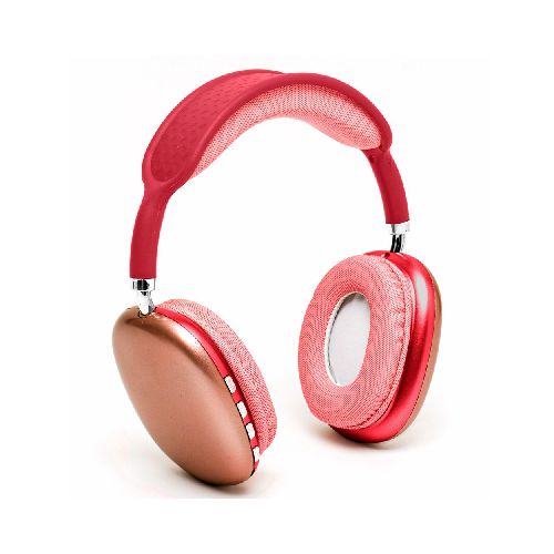 Auriculares P9 Plus Max Inalámbricos Bluetooth 5.0 Cancelación de Ruido, Micrófono Integrado, Ranura para microSD, Batería Recargable y Vincha Acolchonada - Rojo