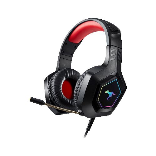 Auriculares Gamer KOLKE Balder Micrófono Flexible Aislamiento de Ruido Iluminación RGB Compatible con PS4 y PS5 - Rojo