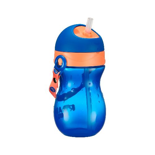 Vaso Infantil con Sorbito FISHER PRICE Playful de 360ml con Cubierta Protectora y Correa - Azul