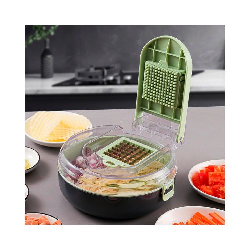 Rallador Picador Multifunción 9 en 1, ABS y Acero Inoxidable 15 Piezas, Gran Recipiente, para Vegetales, Verduras, Frutas, Quesos