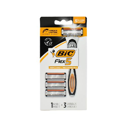 Afeitadora BIC Flex 5 hojas + 3 repuestos - Géant