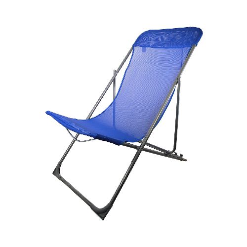 Silla Plegable Alta de Acero y Textilina Azul - Géant