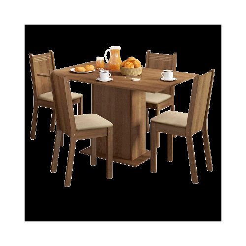 Juego de comedor 4 sillas crema/perla - Géant