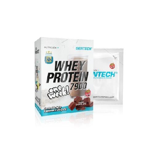 Gentech Suplemento En Polvo Whey Protein 7 sobres - chocolate