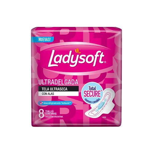 Toallas Femeninas Ladysoft Ultra Delgadas Tela Suave 8 Uds.