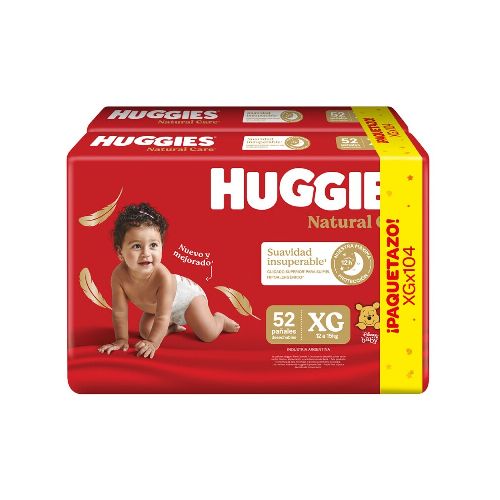 Pañales Huggies Natural Care Talle Xg 104 Uds.