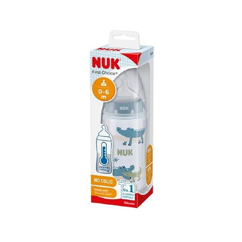 Mamadera Nuk 300 Ml. Silicona Control Temperatura Azul