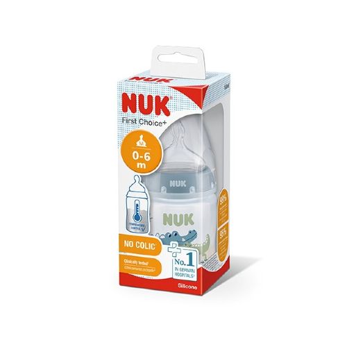 Mamadera Nuk 150 Ml. Silicona Control Temperatura Azul