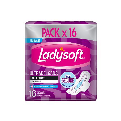 Toallas Femeninas Ladysoft Ultra Delgadas Tela Suave 16 Uds.