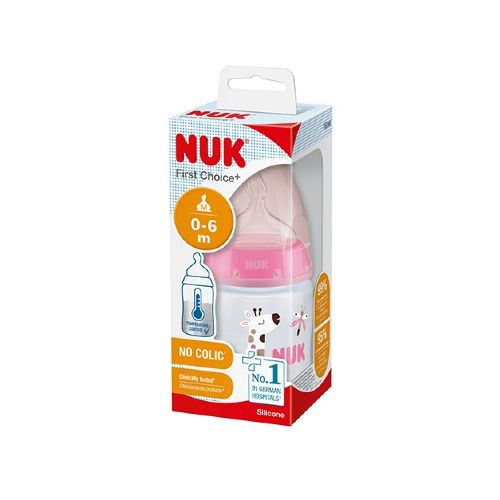 Mamadera Nuk 150 Ml. Silicona Control Temperatura Rosa