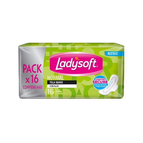 Toallas Femeninas Ladysoft Normal Tela Suave 16 Uds.