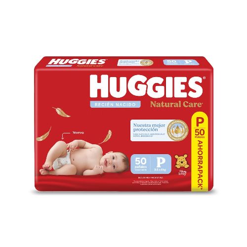 Pañales Huggies Natural Care Talle P 50 Uds.