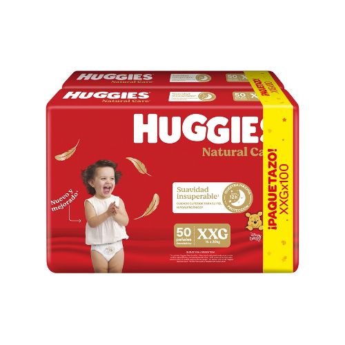 Pañales Huggies Natural Care Talle Xxg 100 Uds.