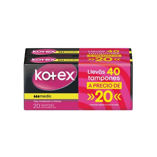 Tampones Kotex Medio Promo Lleve 40 Pague 20