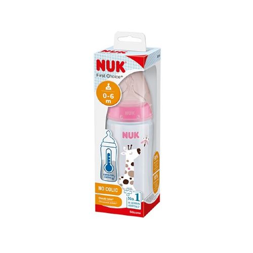 Mamadera Nuk 300 Ml. Silicona Control Temperatura Rosa