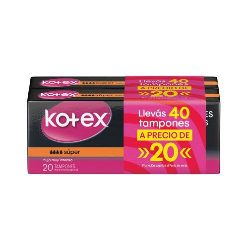 Tampones Kotex Super Promo Lleve 40 Pague 20