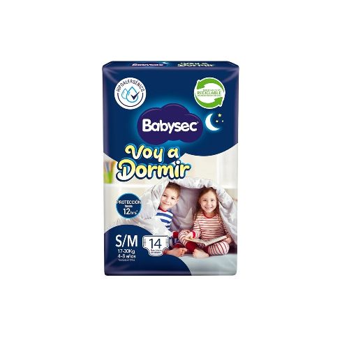 Pañales Babysec Voy A Dormir Talle S / M 14 Uds.