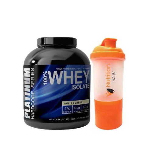 Platinum 100% Whey Protein Isolate- 5lb (2,27kg) + Shaker NH de regalo!