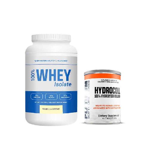 Platinum 100% Whey Protein Isolate 2lb (908g) + Colágeno Hidrolizado Hydrocoll 300g