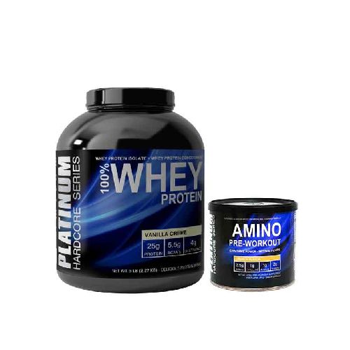 Platinum 100% Whey Protein 5lb (2,27kg) + Amino Pre Workout