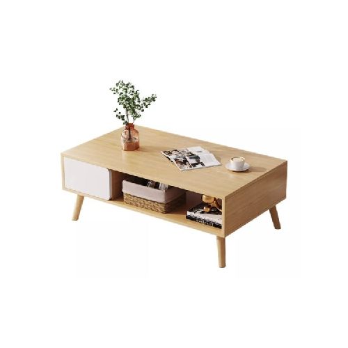 Mesa Ratona Premium Auxiliar Natural Estante Cajón 80x40cm®