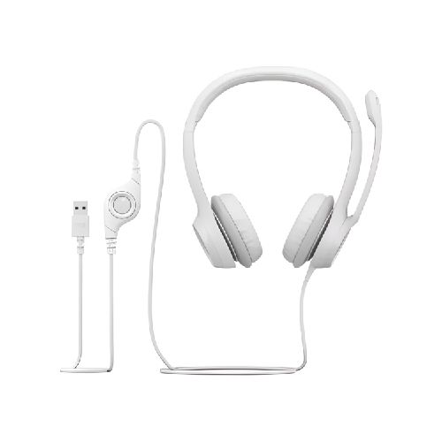 Auricular Headset Logitech H390 Usb Blanco Con Micrófono