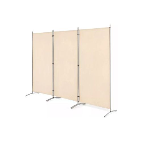 Biombo Separador 3 Paneles Poliéster 260x180cm Color Beige®