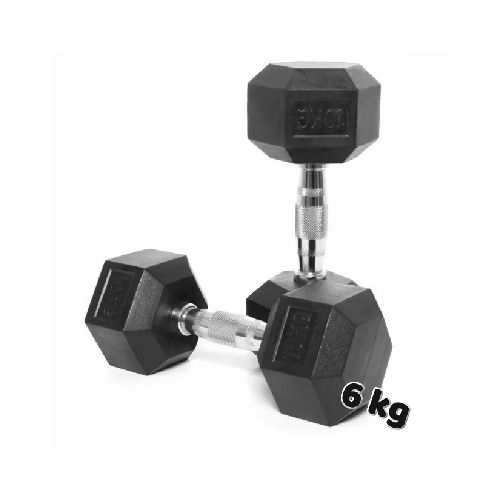 Mancuerna Hexagonal Engomada Dumbbell 6 Kg 