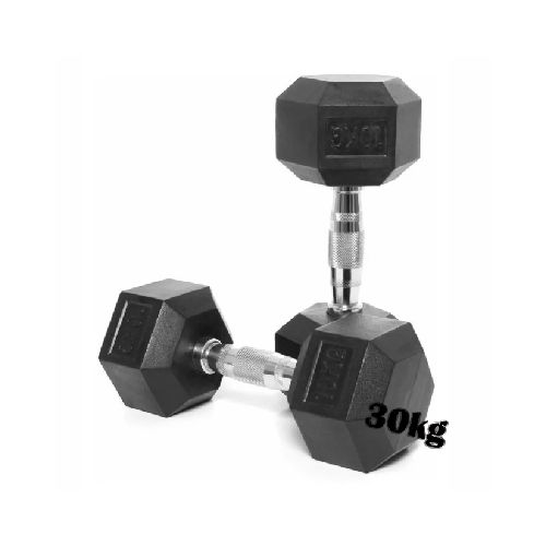 Mancuerna Hexagonal Engomada Dumbbell 30 Kg 