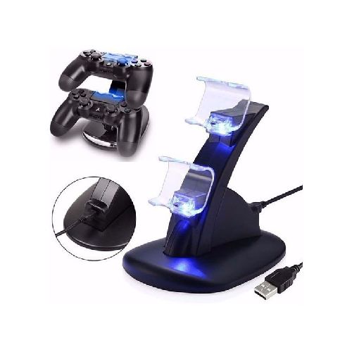 Base Doble Dock Cargador Joystick Para Playstation Ps4 Led  