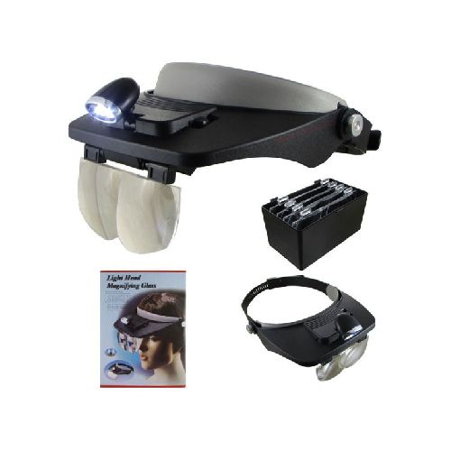 Lupa Vincha Binocular Luz Led-para Cabeza-4 Lentes  