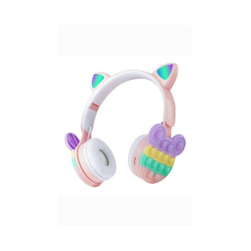 Auricular Inalámbrico Pop It Bluetooth Vincha C/Orejas Luces - Rosa  