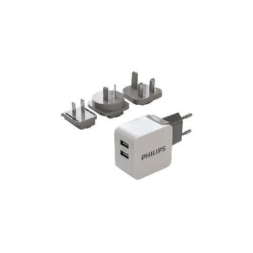 Cargador de Pared Dual Usb Philips Conector Intercambiable 15,5w  