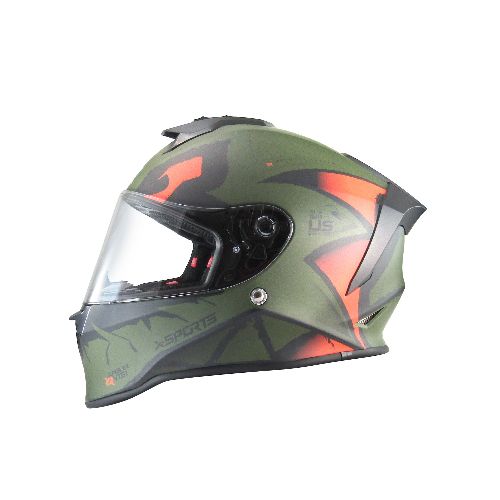 Casco Integral X Sports V151 Swamp Verde Naranja - Motoshop Respuestos y Accesorios  