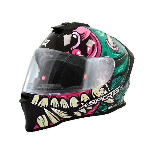 Casco Integral X Sports V151 Evil Verde Rosa - Motoshop Respuestos y Accesorios  