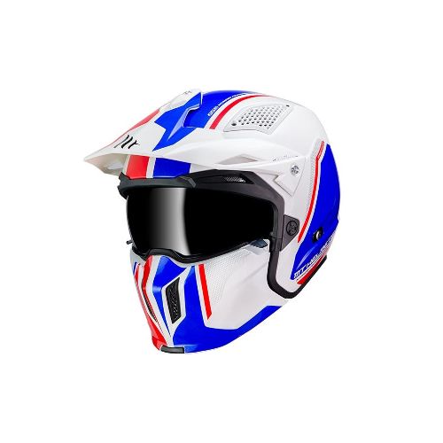 Casco Mt Street Fighter Sv Twin Blanco Rojo Azul Brillante - Motoshop Respuestos y Accesorios  