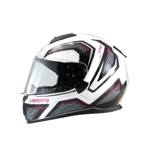 Casco Integral X Sports M66 Python Blanco Rosa - Motoshop Respuestos y Accesorios  